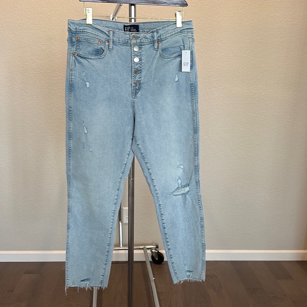 GAP Factory High Rise Blue Jeans with Raw Hem